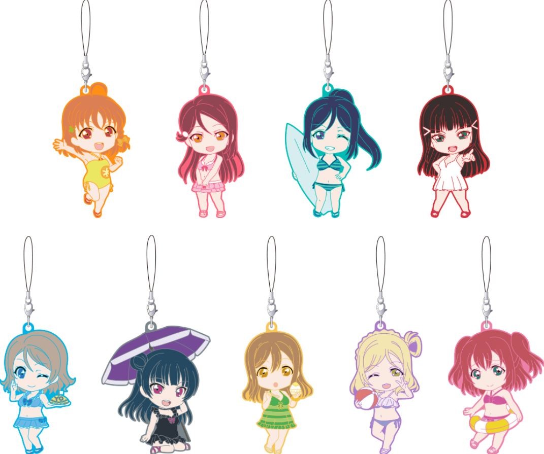 Nendoroid Plus Collectible Rubber Straps Love Live! Sunshine!! Swimsuit Ver. Cdu Of 9 - Image 2